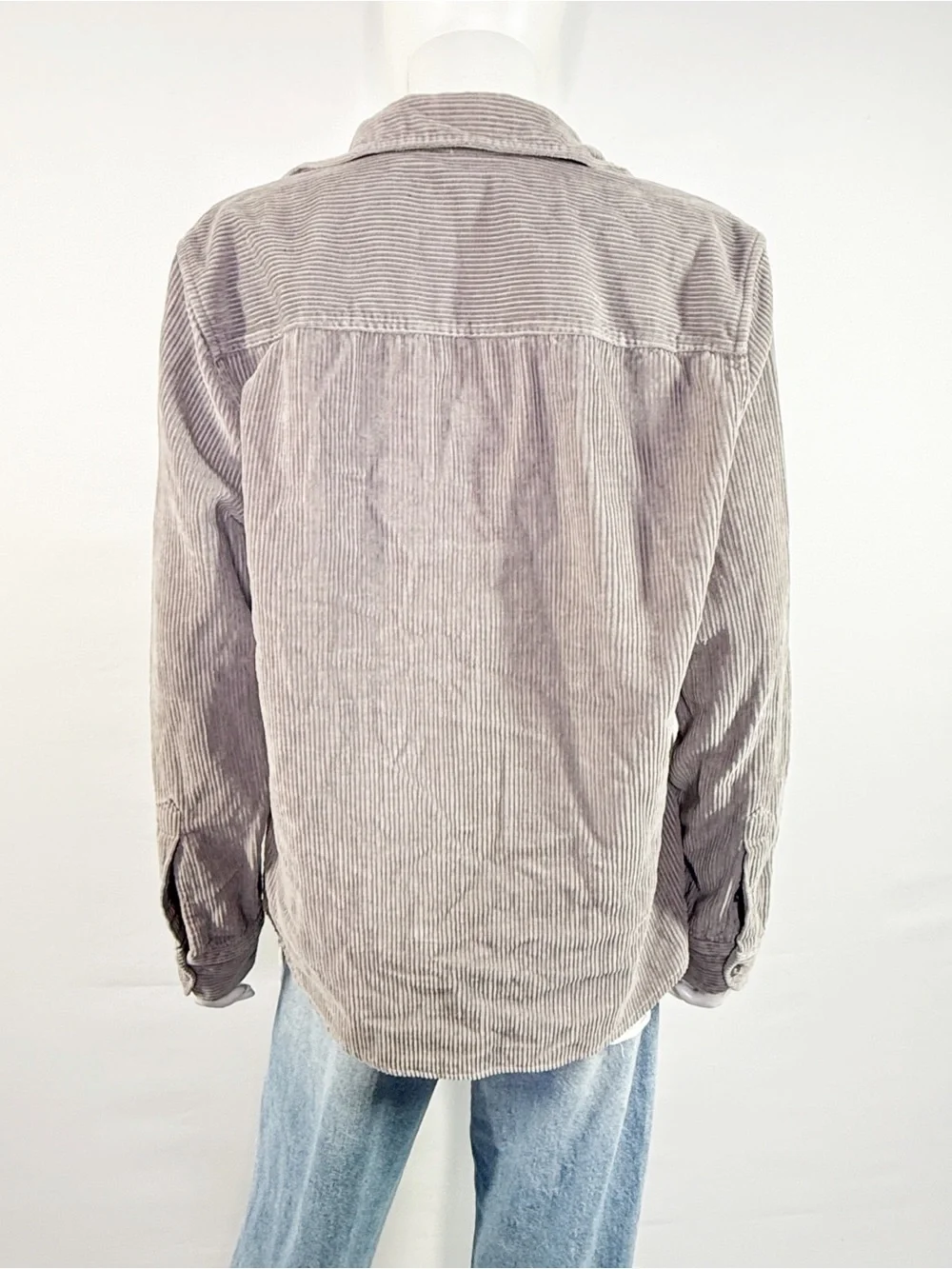 Reiss Gray Corduroy Button Down Shirt Size L Casual Summer Collared Long Sleeve
